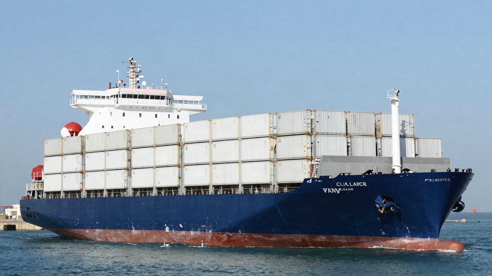 White energy storage containers arriving at a Mediterranean port