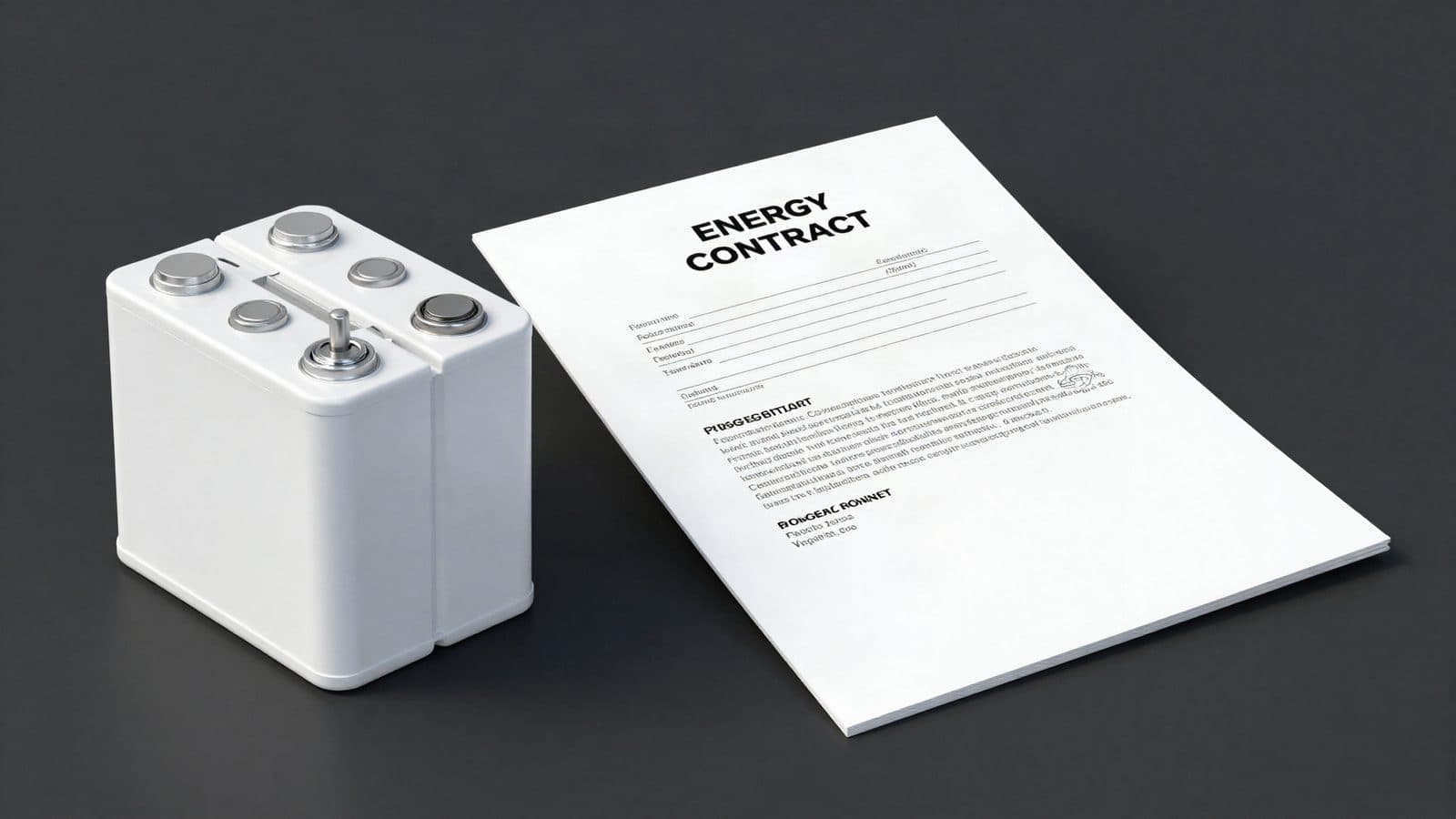 Energy project contract beside a battery storage container