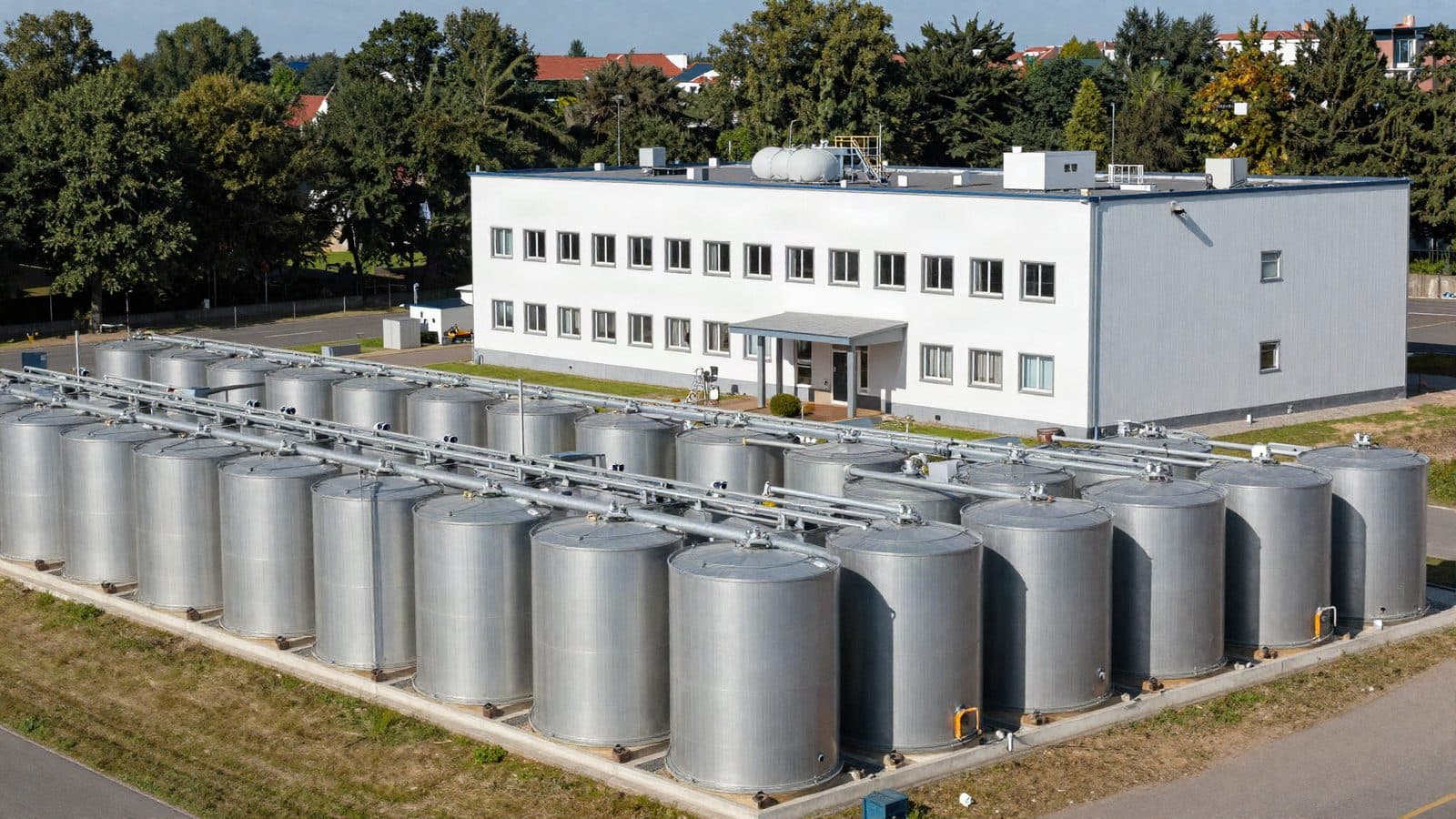 Battery storage site beside a European energy office
